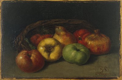 Stilleven met appels, peer en granaatappels door Gustave Courbet